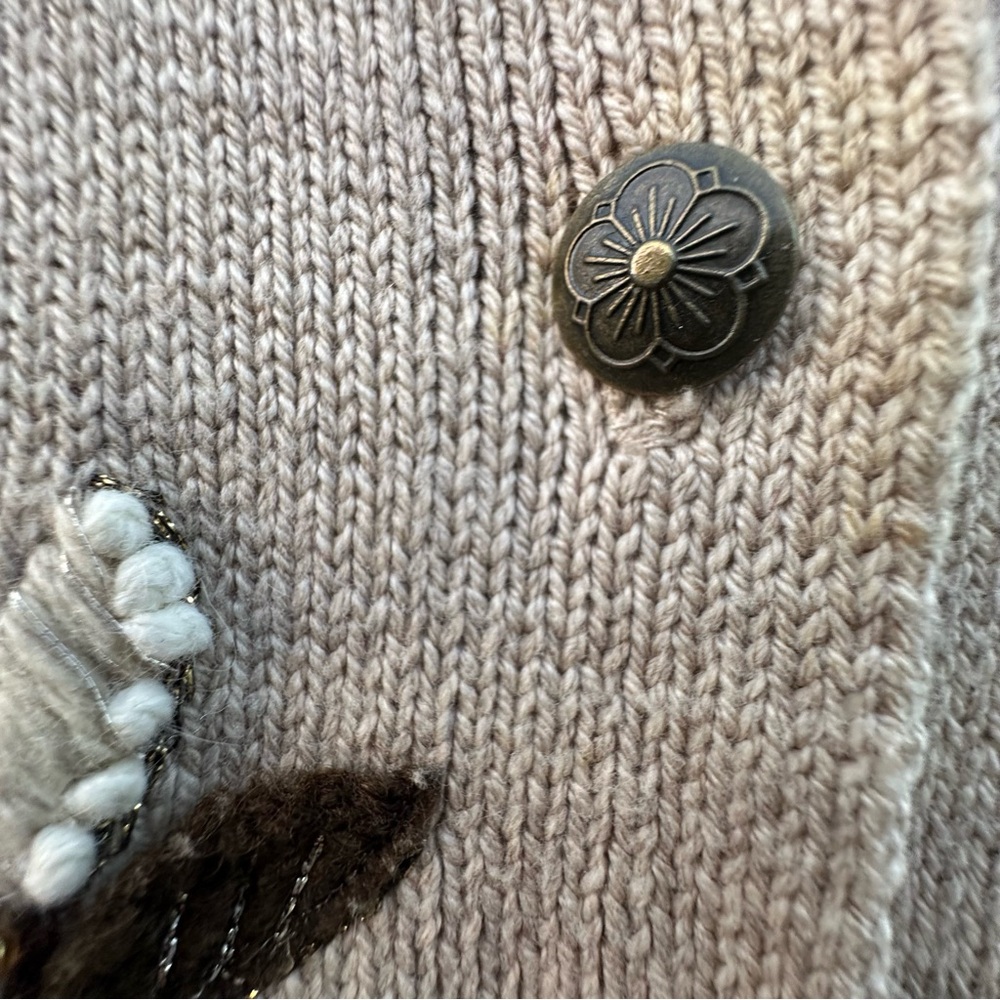 Coldwater Creek Beige Cardigan Floral Embroidery Cottagecore Cabincore. Sz L - Picture 14 of 16